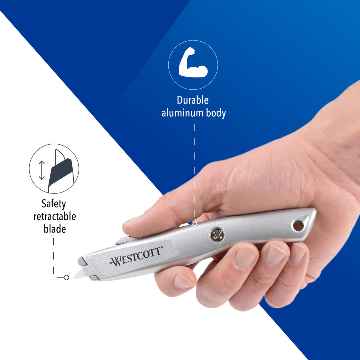 Westcott Utility Knife 00722, Aluminum 1-Pack – view 5