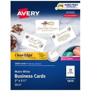 Avery Card Stock 5870, 2" x 3.5", 2000 Count