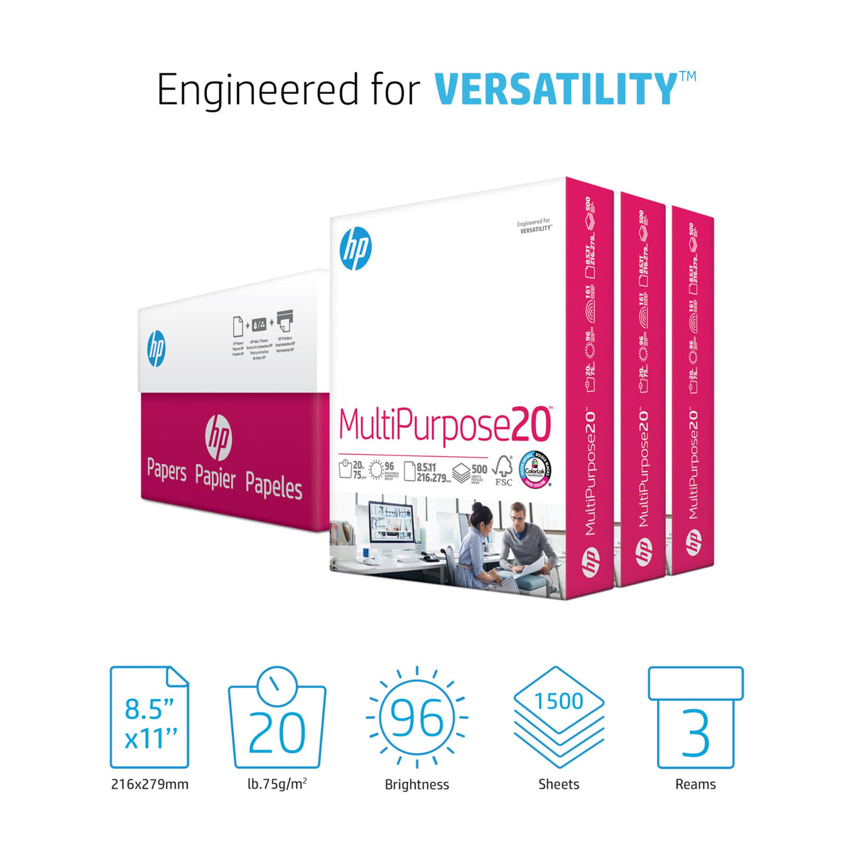 HP Papers Print Copy Paper 112300, 3 Ream | 1500 Sheets – view 2