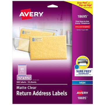 Avery Label 18695, 2/3 in. X 1-3/4 in., 600 Count