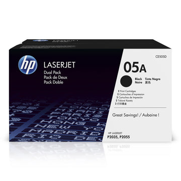 HP Laser Printer Toner CE505D, 2 Pack Toner