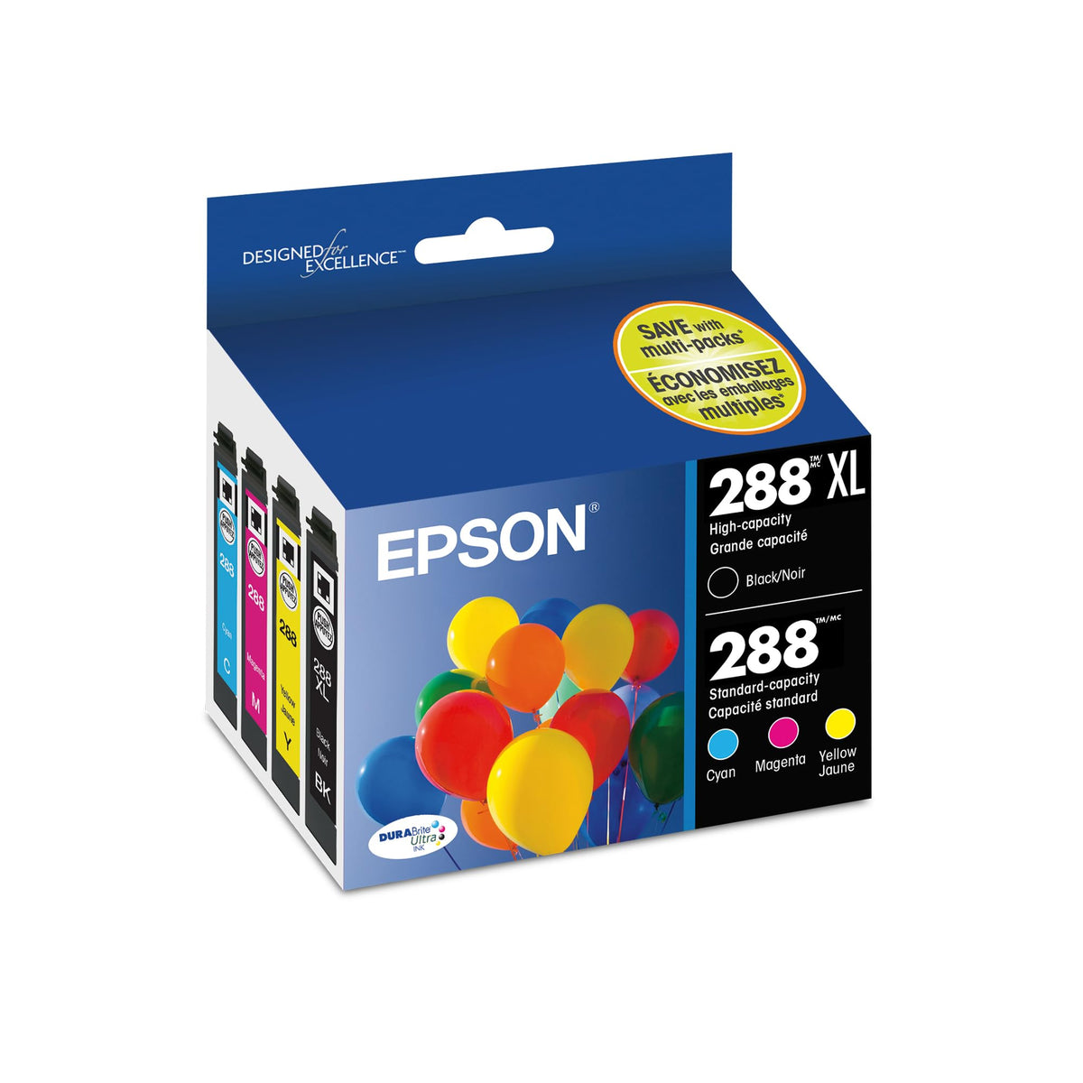 Epson Inkjet Printer Ink T288XL-BCS, Multi-Pack, 4 Count