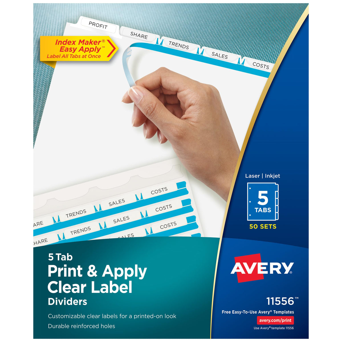 Avery Binder Divider 11556, 5 tab, 50 Count