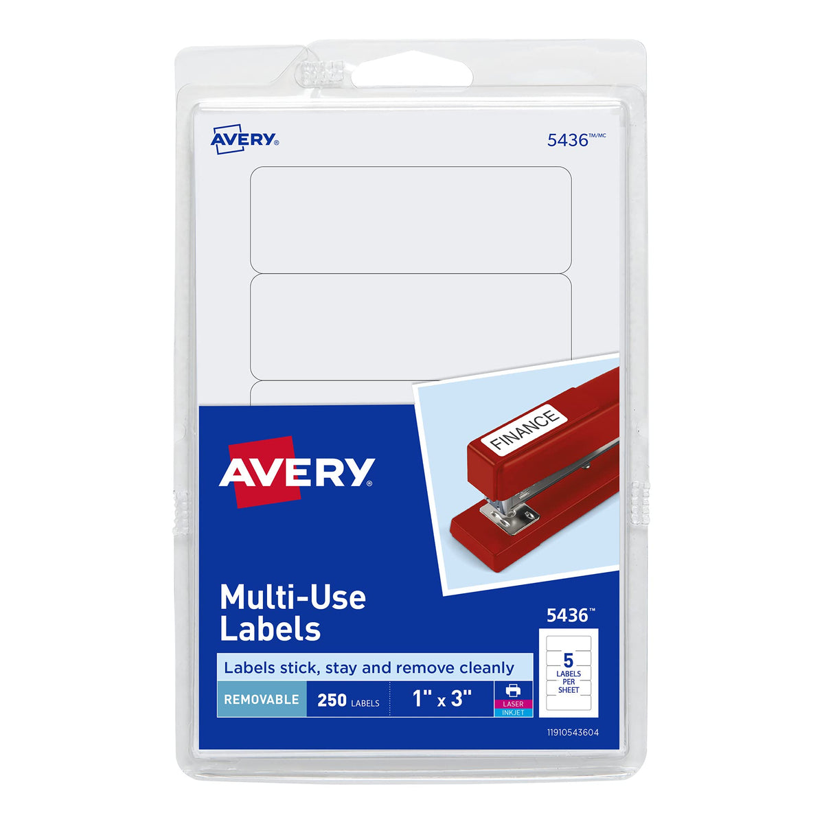 Avery Label 5436, 1" x 3", 250 Count