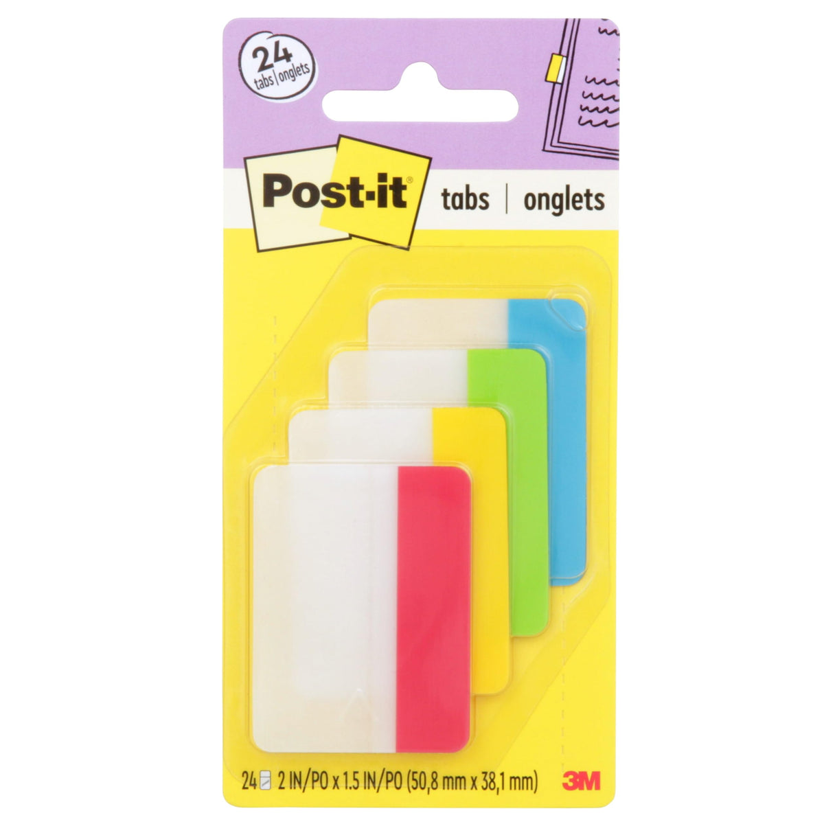 Post-it Self Stick Note 686-ALYR, 0.4" x 2.8", 24 Count