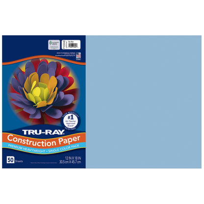 Tru-Ray Art Media Paper 103063, 12" x 18", 50 Count, Sky Blue