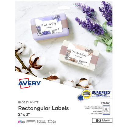 Avery Label 22890, 2" x 3", 80 Count