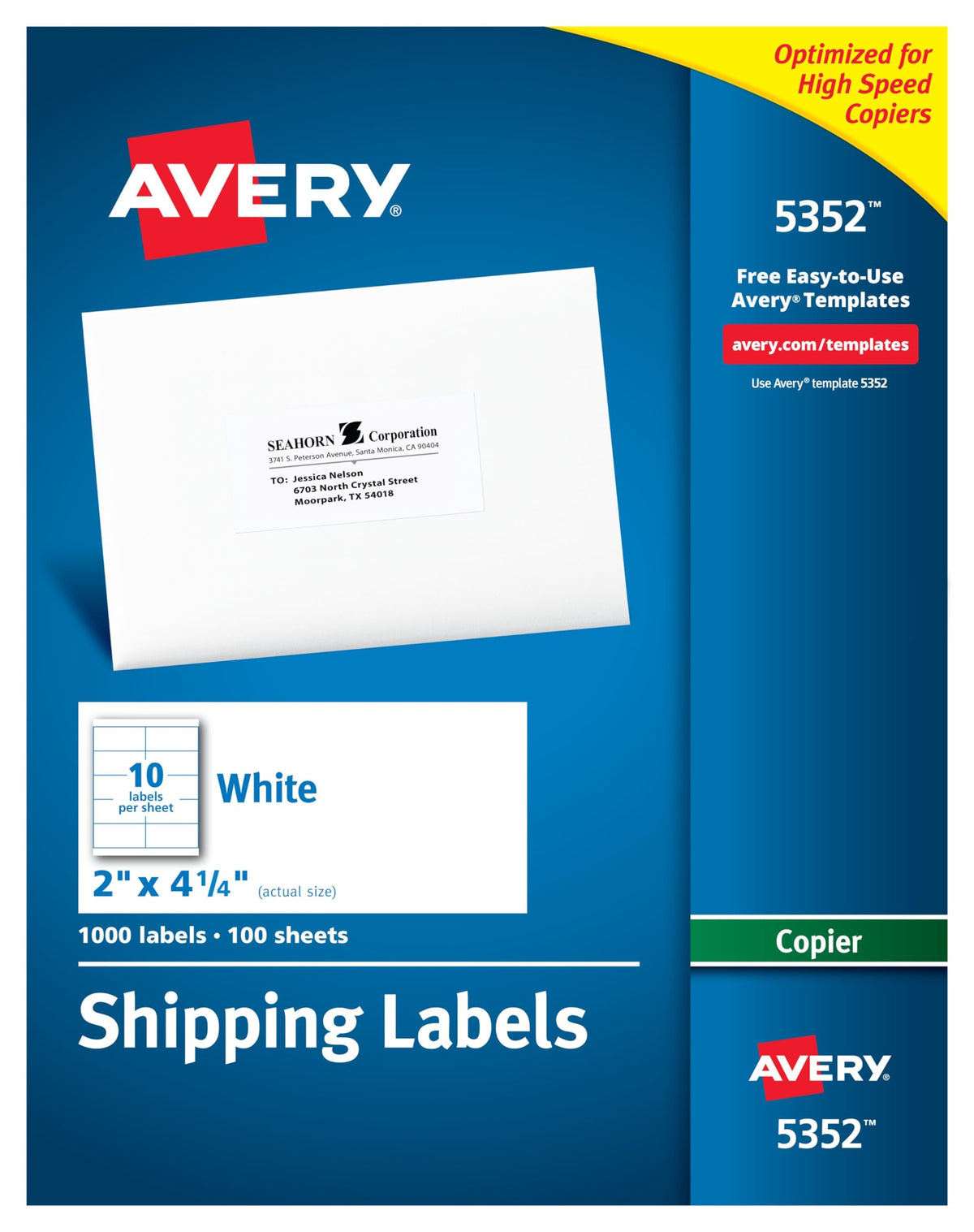Avery Label 5352, 2" x 4-1/4"