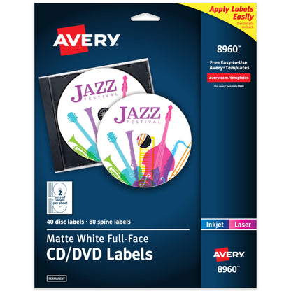 Avery Label 8960, 4 1/2" diameter, 40 Count