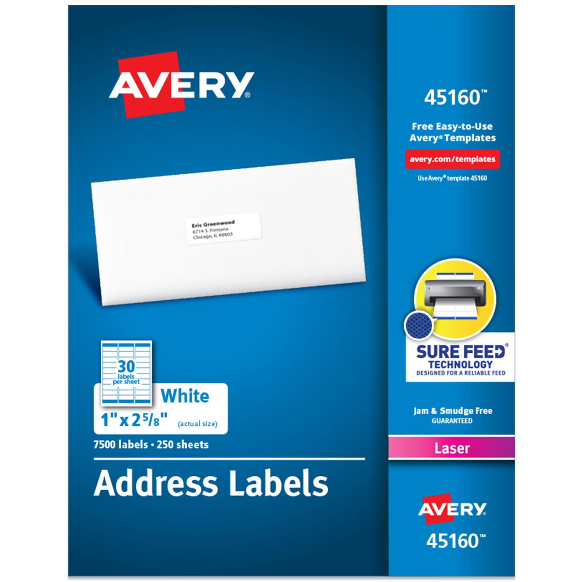 Avery Label 45160, 1" x 2-5/8"