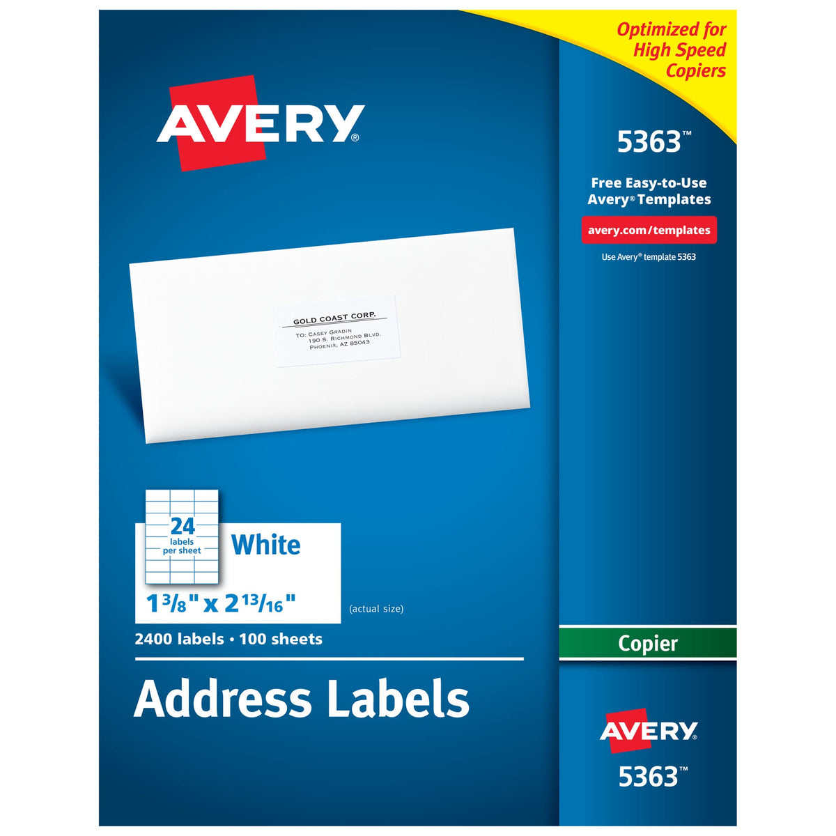 Avery Label 5363, 1-3/8" x 2-13/16"