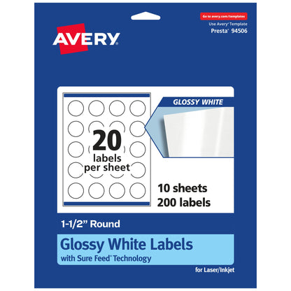 Avery Label 94506-WGP10, 1-1/2" Diameter, 200 Count