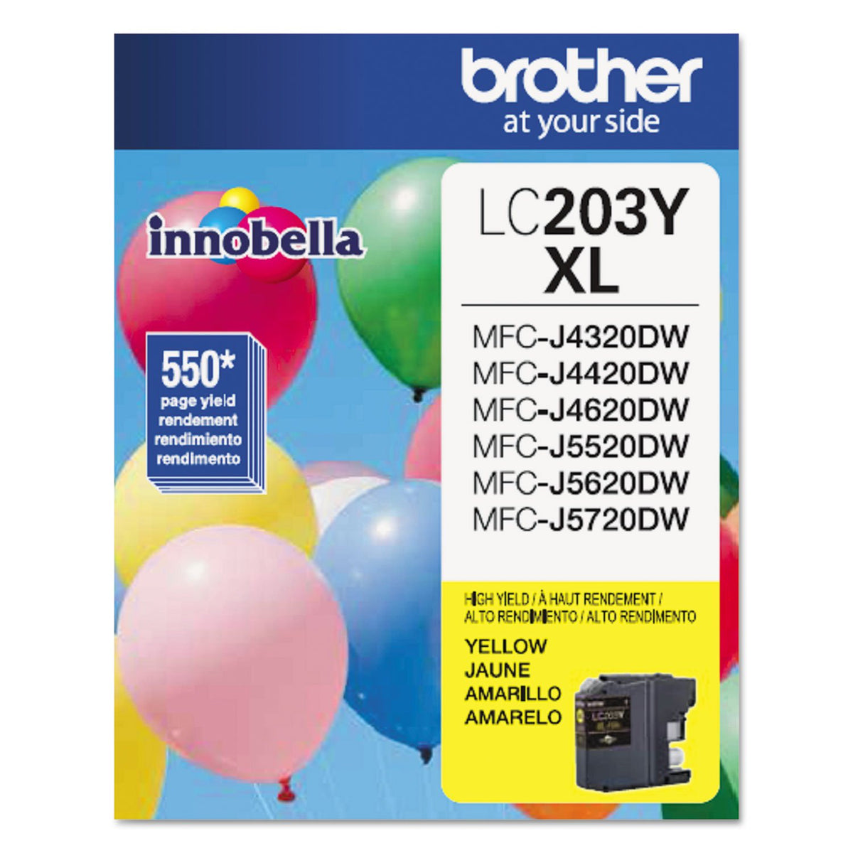 Brother Inkjet Printer Ink LC203Y, 550 Pages