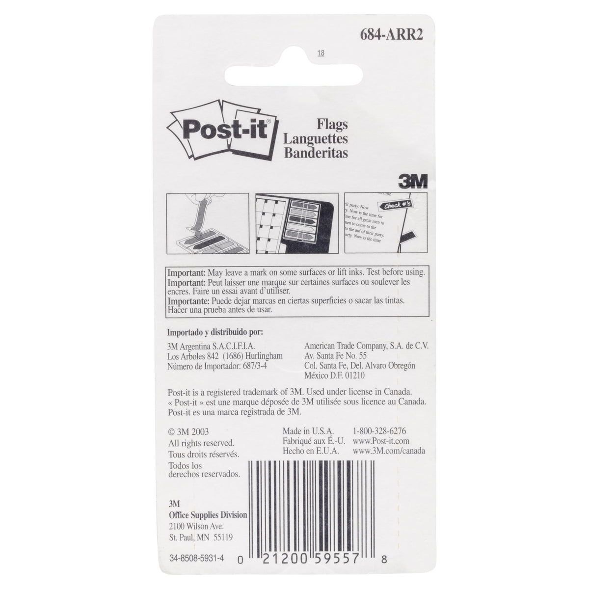 Post-it Self Stick Note 684-ARR2, 0.47" x 2.8", 100 Count – view 3
