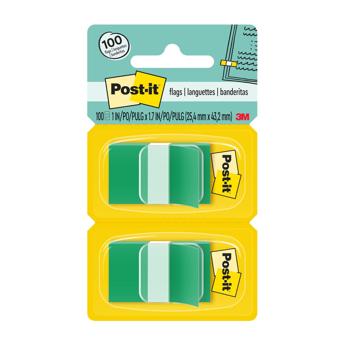 Post-it Self Stick Note 680-GN2, 0.3" x 2.7"