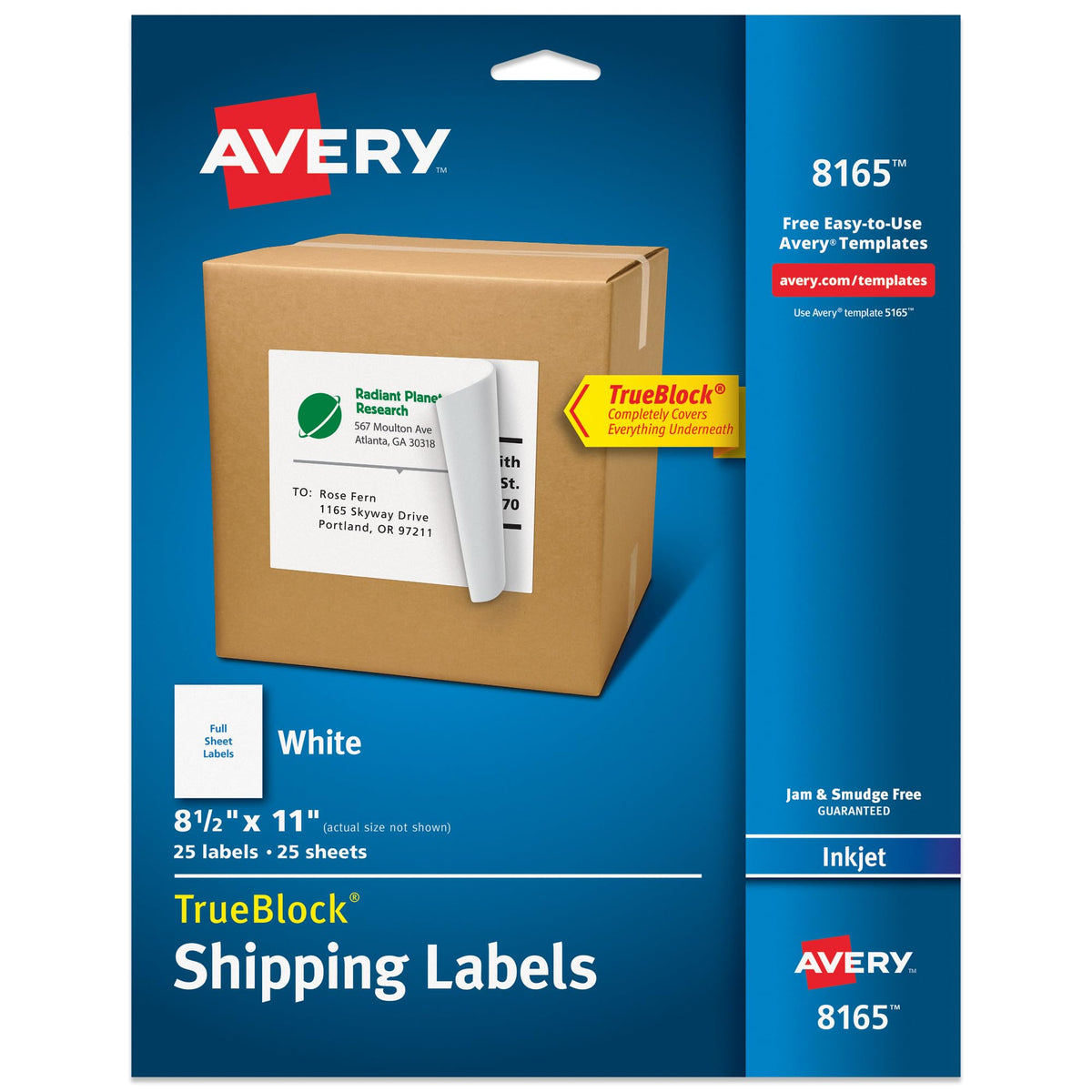 Avery Label 8165, 8 1/2" x 11", 25 Count