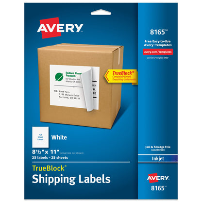 Avery Label 8165, 8 1/2" x 11", 25 Count