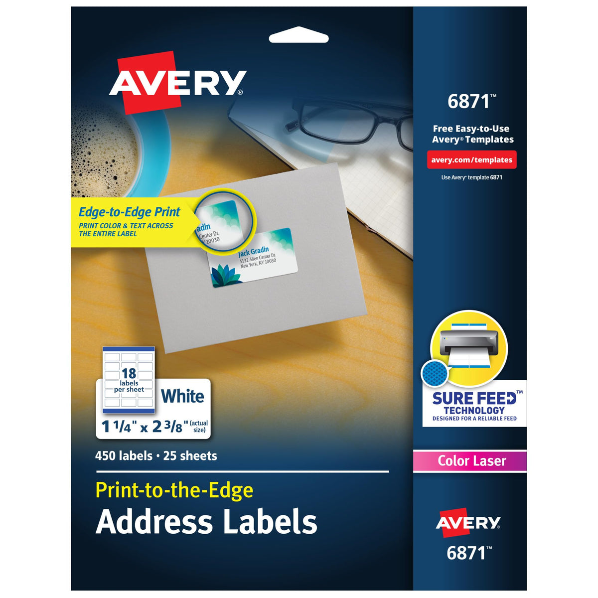 Avery Label 6871, 1-1/4 x 2-3/8, 450 Count