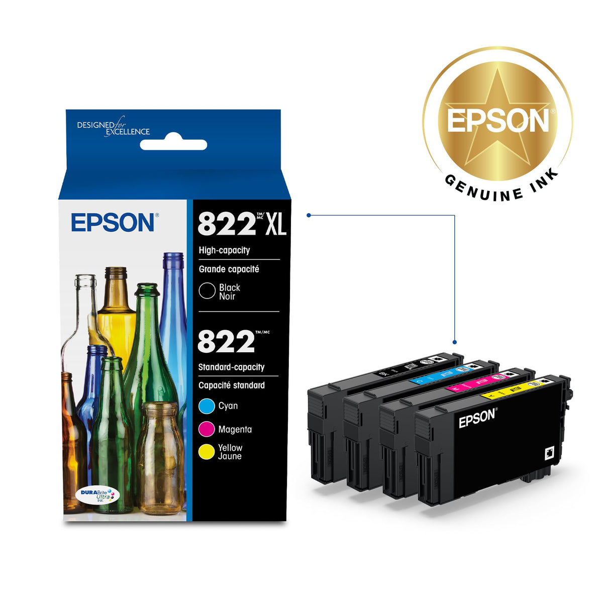 Epson Inkjet Printer Ink T822XL-BCS, High Yield / Standard Yield – view 2