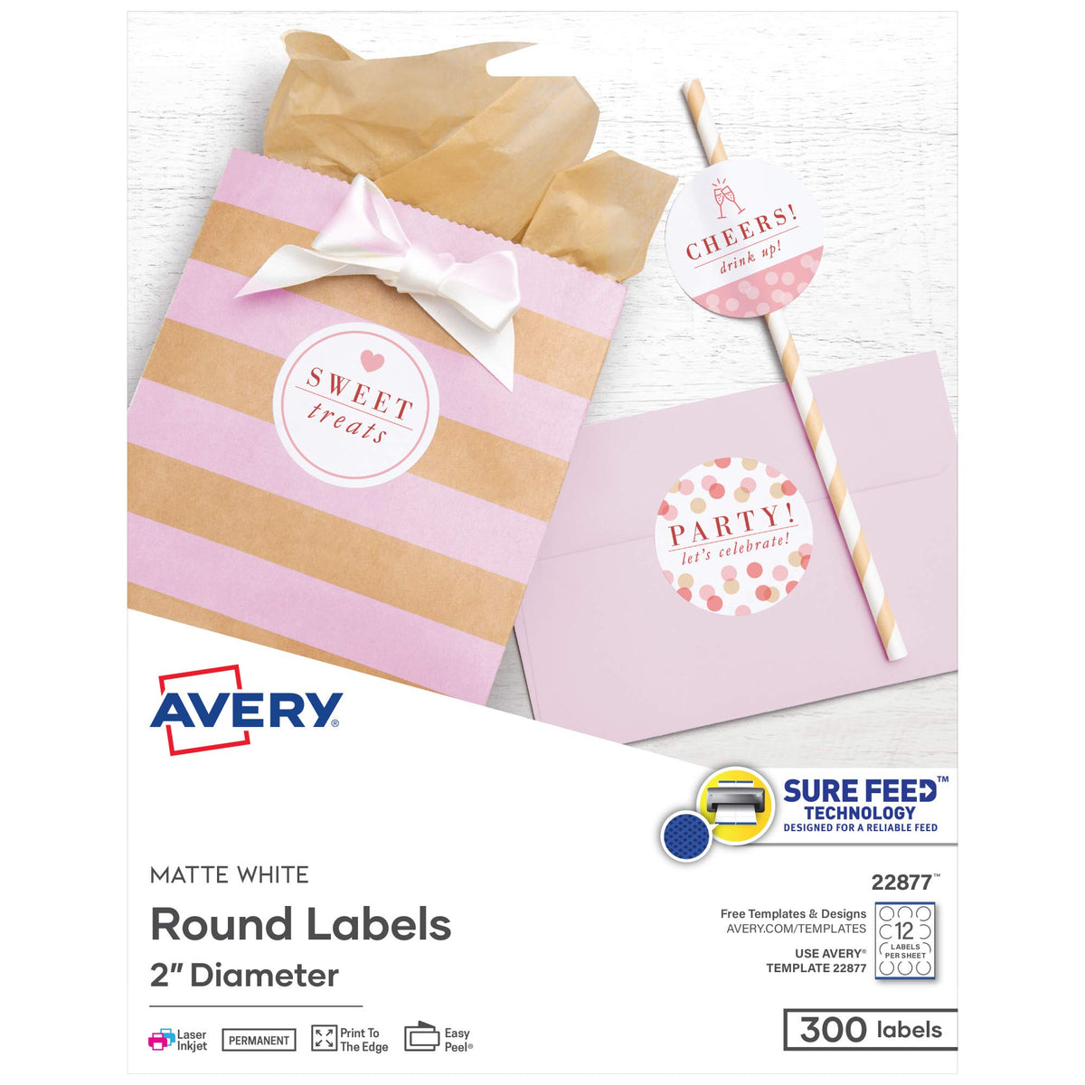 Avery Label 22877, 2 inch diameter, 300 Count