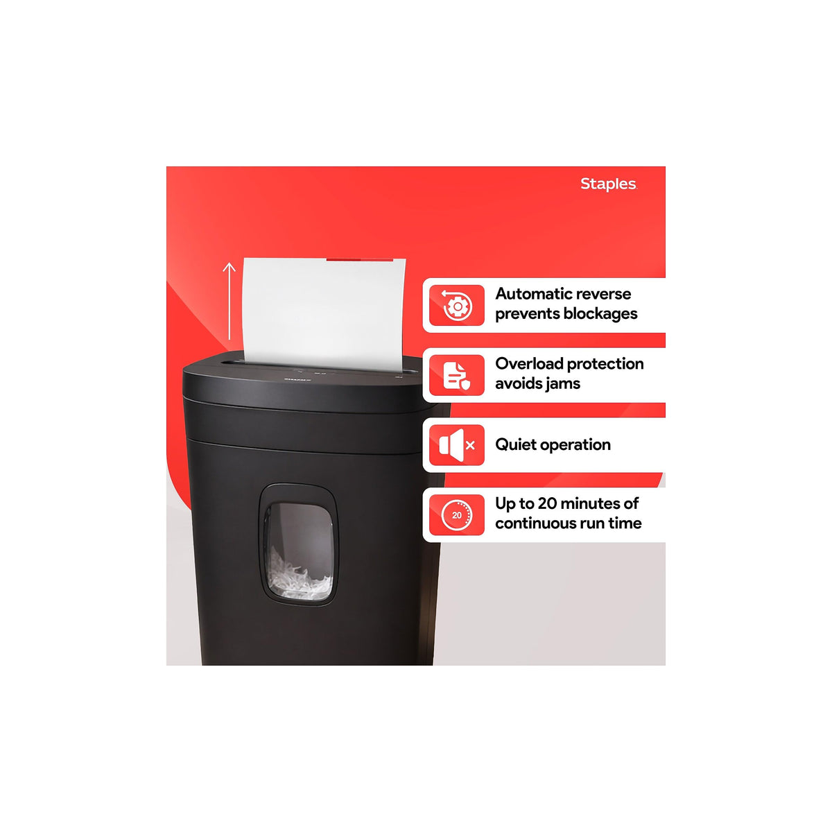 STAPLES Paper Shredder ST62153, 12 Sheet (Tall) – view 5