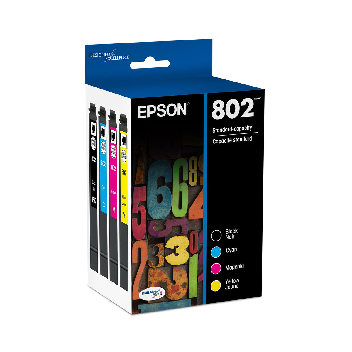 Epson Inkjet Printer Ink T802120-BCS, Standard Capacity, 4 Count