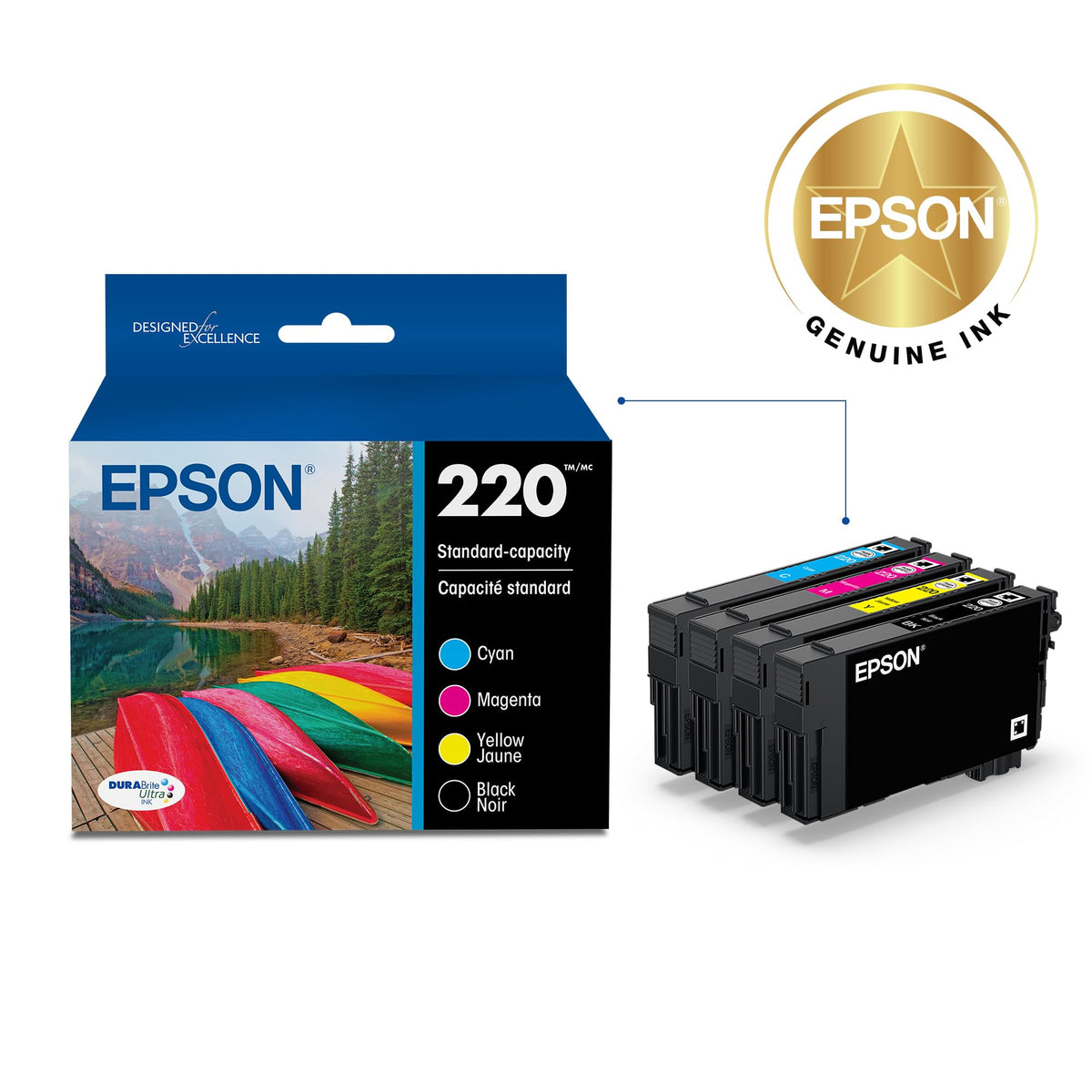 Epson Inkjet Printer Ink T220120-BCS, Standard Capacity, 4 Count – view 2