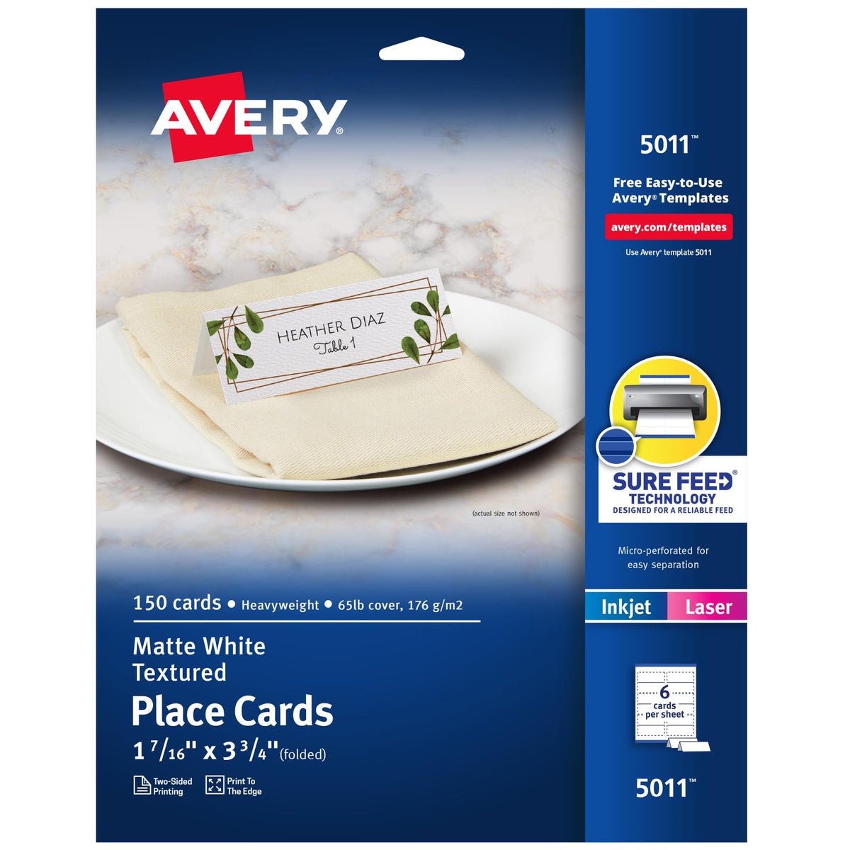 Avery Card Stock 5011, 1-7/16" x 3-3/4" - 150 Cards