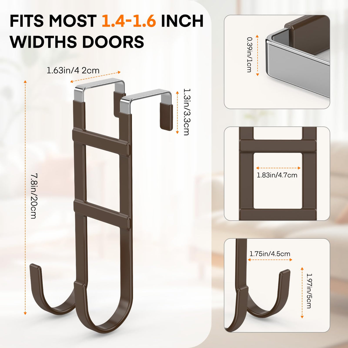 FYY Storage Hook FYY-US-D-2711-Doo-Hooks-4-BR, Long, 4 Count – view 2