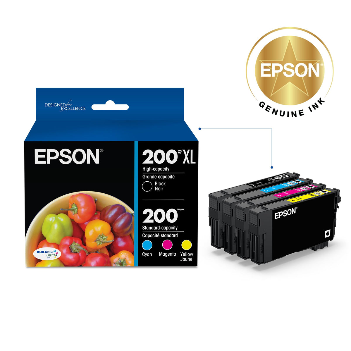 Epson Inkjet Printer Ink T200XL-BCS, 4 Count, 3 Count – view 2