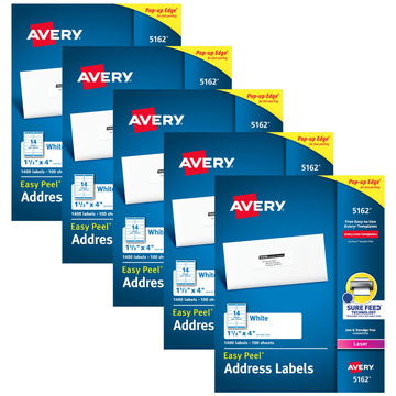 Avery Label 5162, 1-1/3" x 4" (Pack of 5), 7000 Count