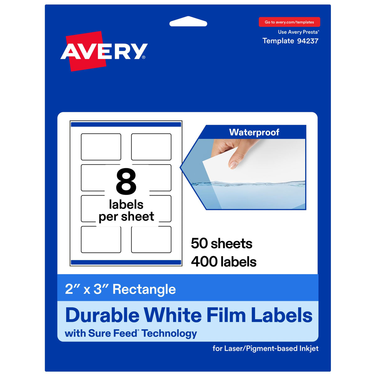 Avery Label 94237-WMF50, 2" X 3", 400 Count