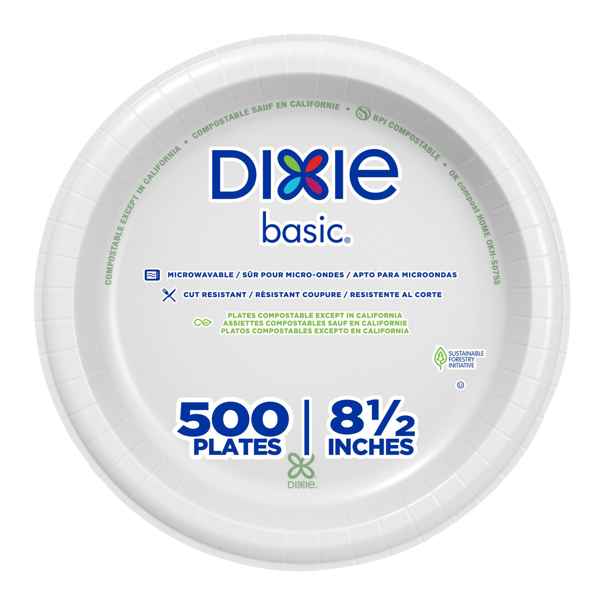 Georgia-Pacific Dishware Plate DBP09W, 8.5 in, 500 Count
