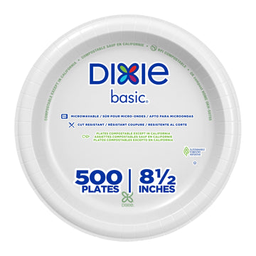 Georgia-Pacific Dishware Plate DBP09W, 8.5 in, 500 Count