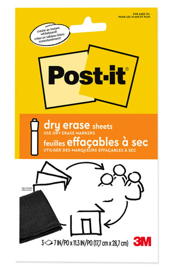 Post-it Writing Board DEFSheets-3pk, 3 Sheets