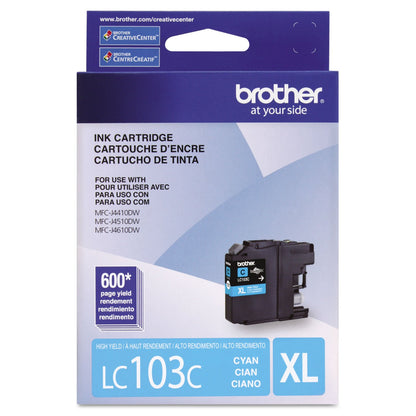 Brother Inkjet Printer Ink LC103C, 1.00 x 3.70 x 4.63 in