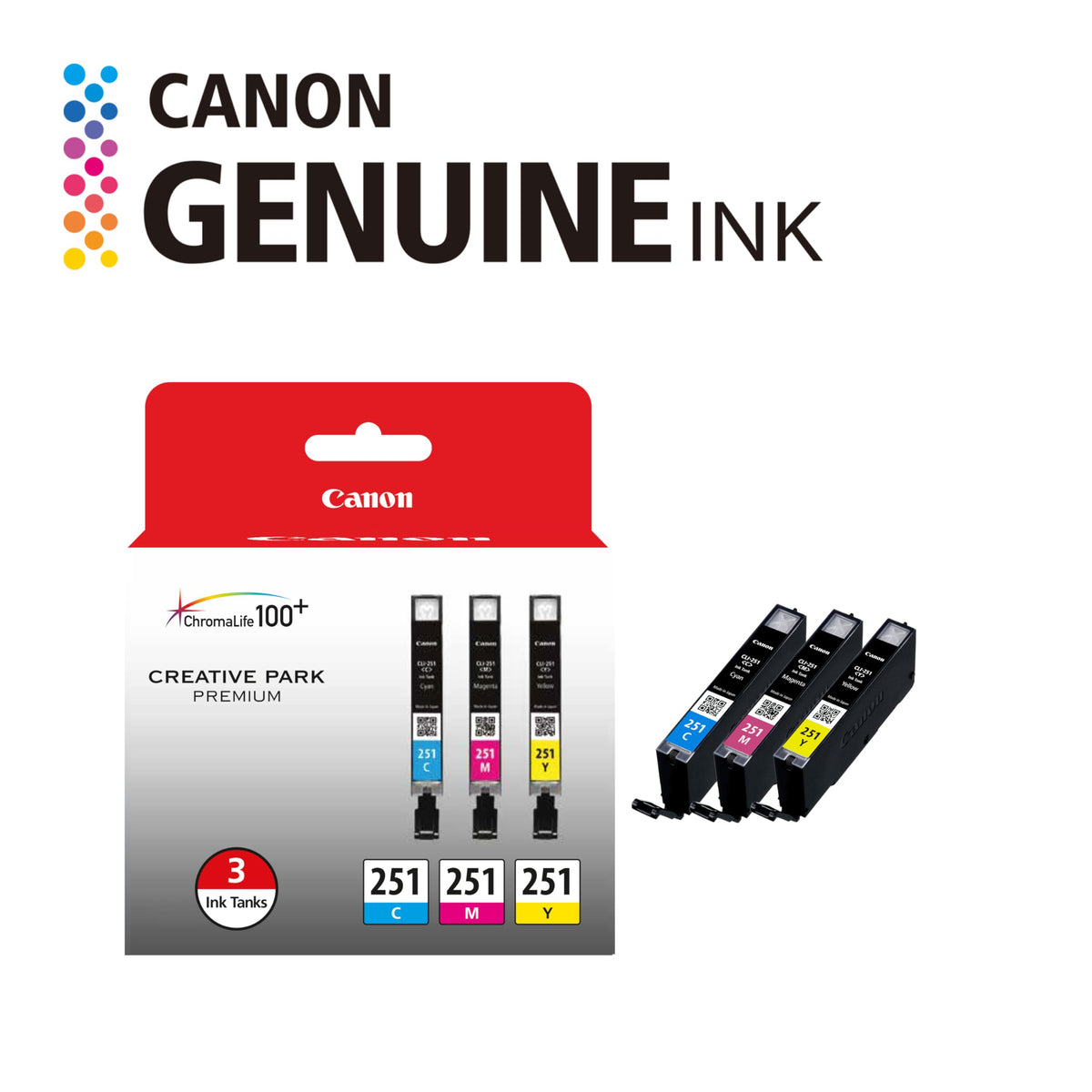 Canon Inkjet Printer Ink CLI251C, 3/Pack – view 2