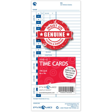 Pyramid Time Systems Card Stock 35100-10, 100 pk