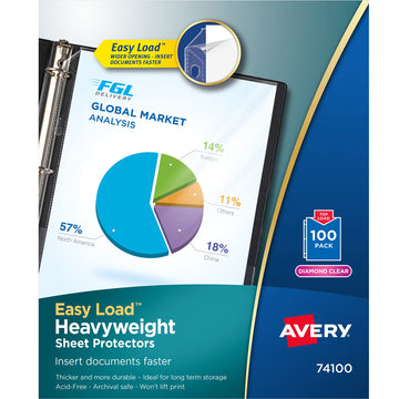 Avery Card Document Sleeve 74100, 100 Pack