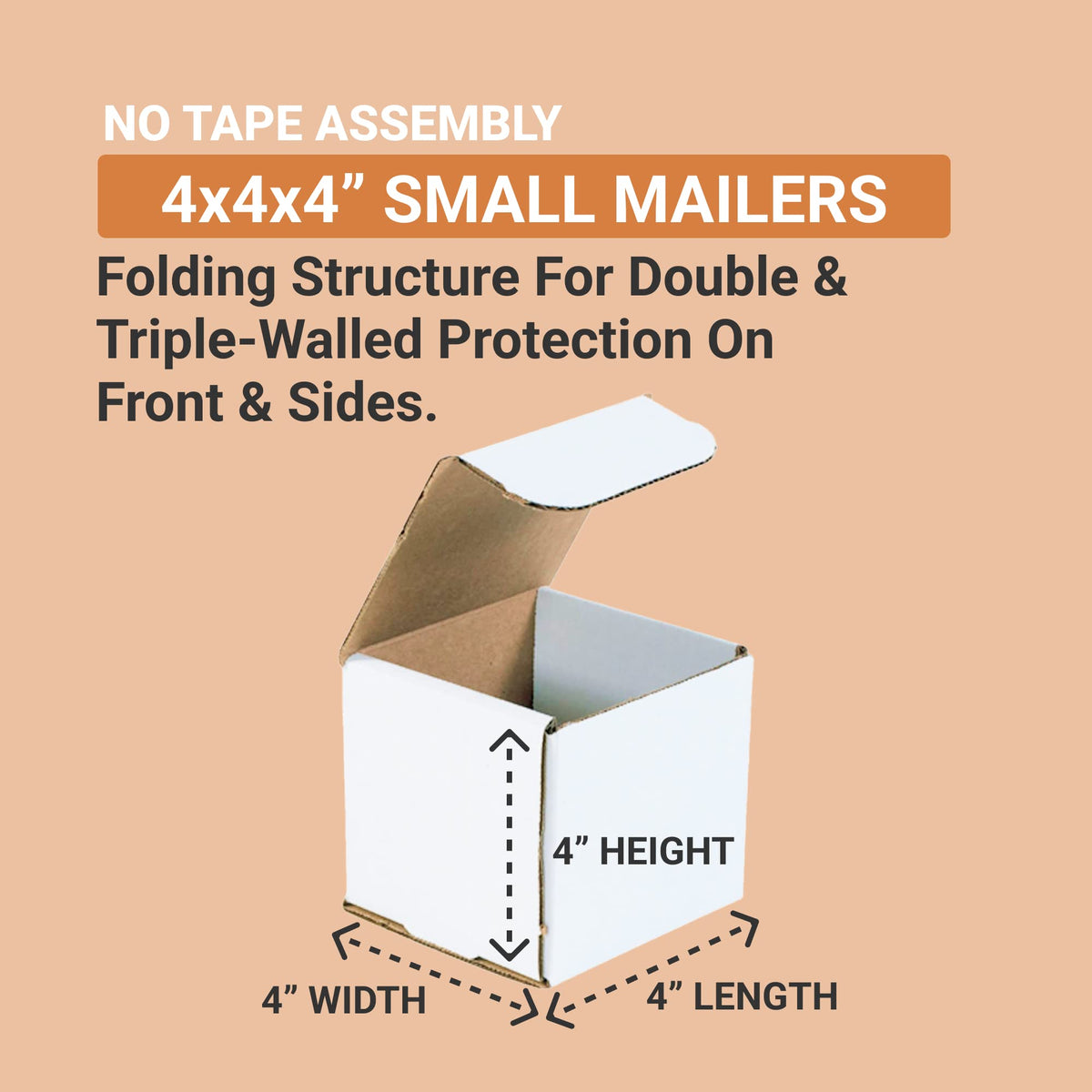 BOX USA Shipping Box M444, 4x4x4, 50 Count – view 2