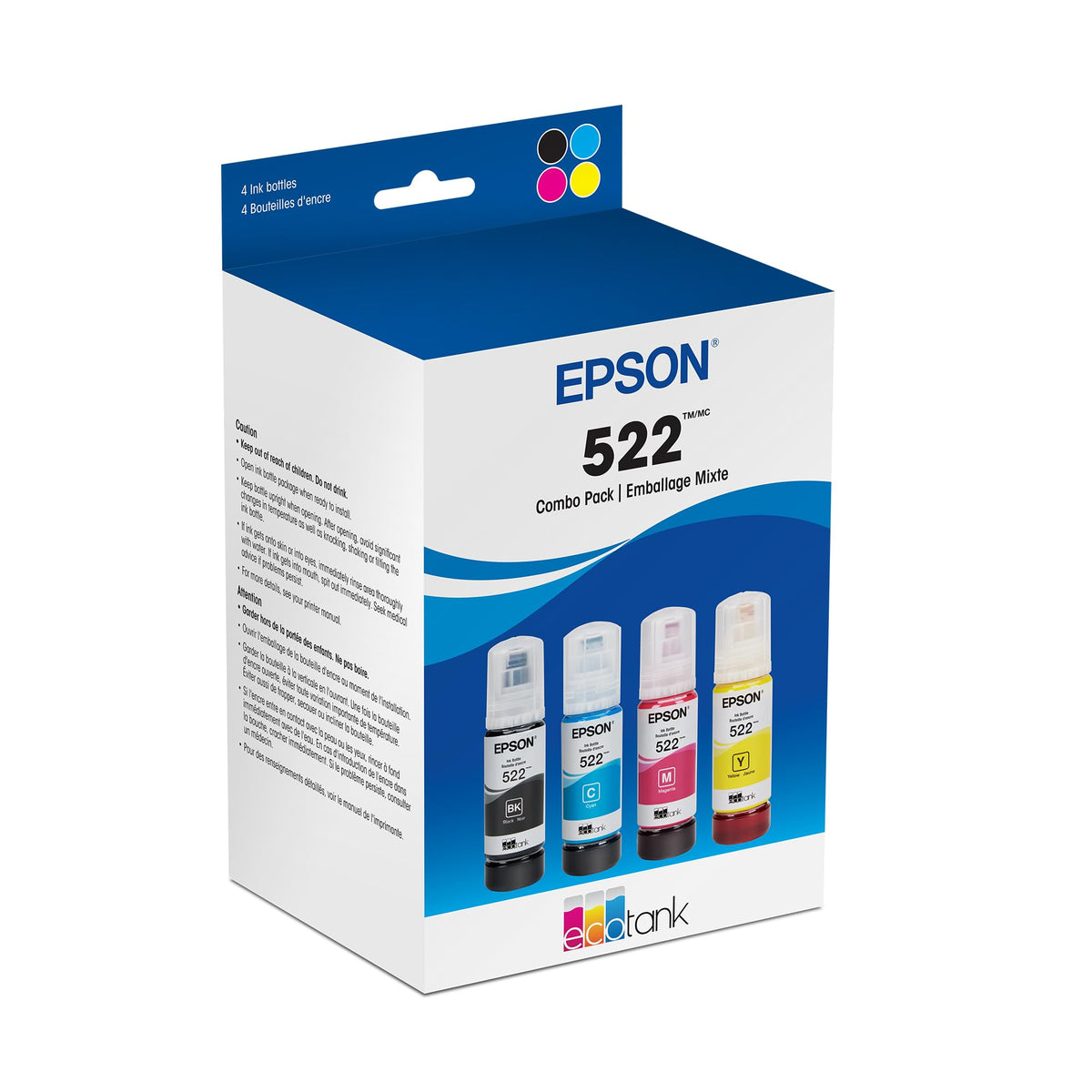 Epson Inkjet Printer Ink T522120-BCS, Standard, 4 Count