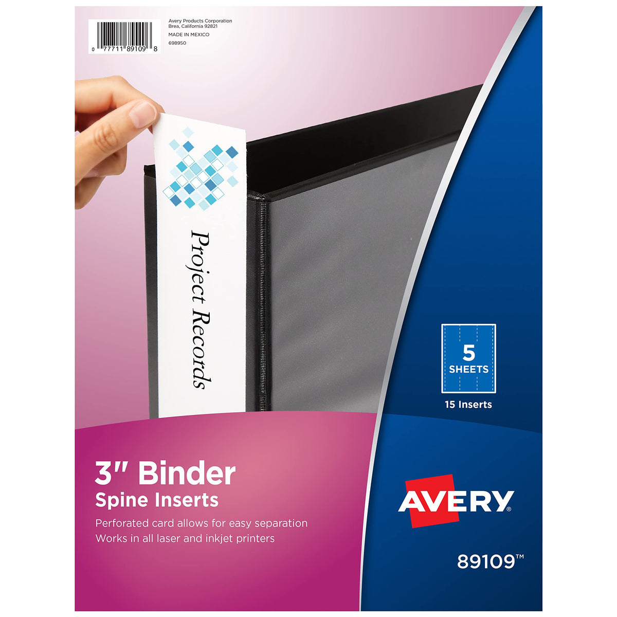 Avery Storage Binder 89109, For 3" Ring, 5 Count