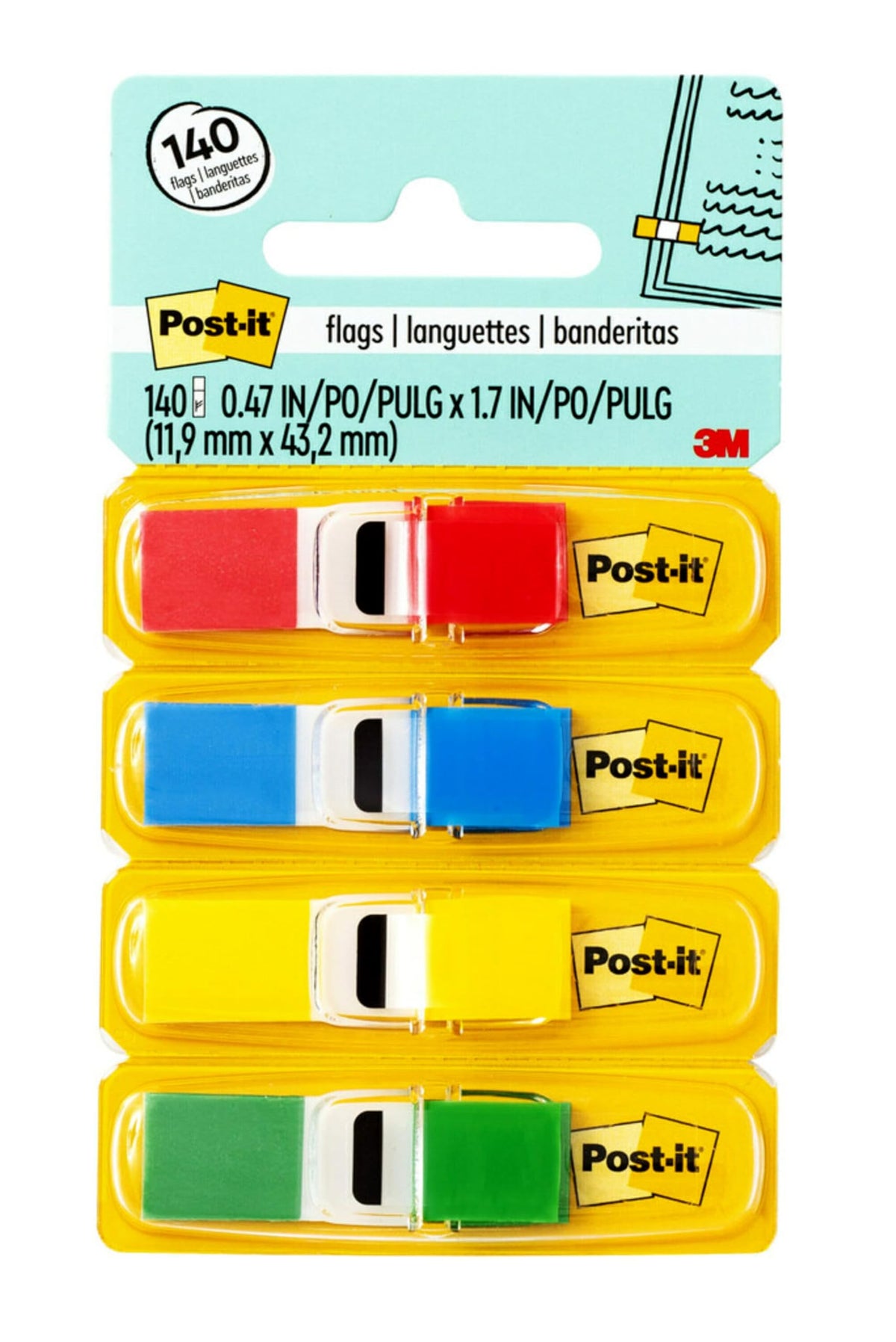 Post-it Self Stick Note 683-4, 0.3" x 2.7", 4 Count