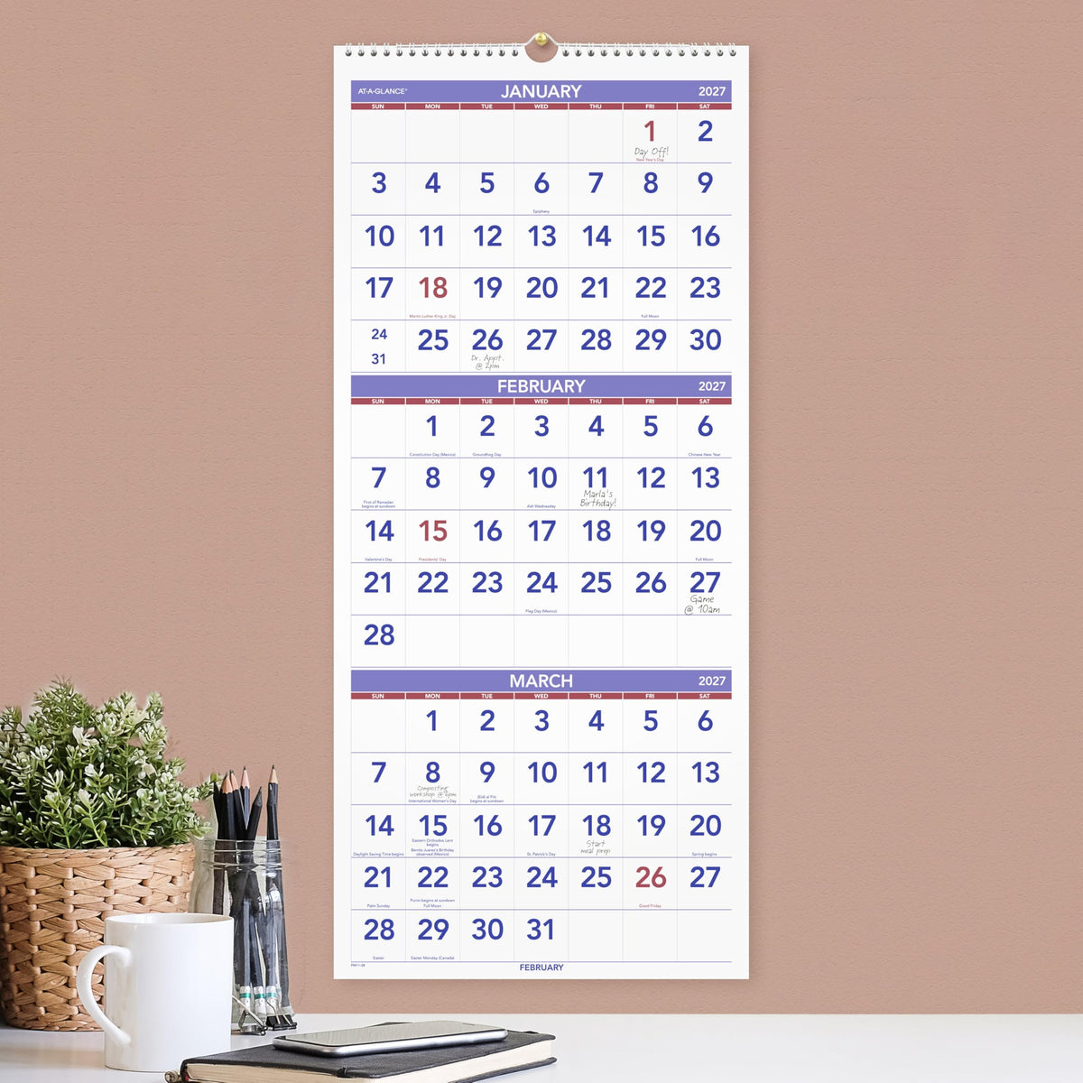 AT-A-GLANCE Calendar PM1128, 12"W x 27"H – view 3