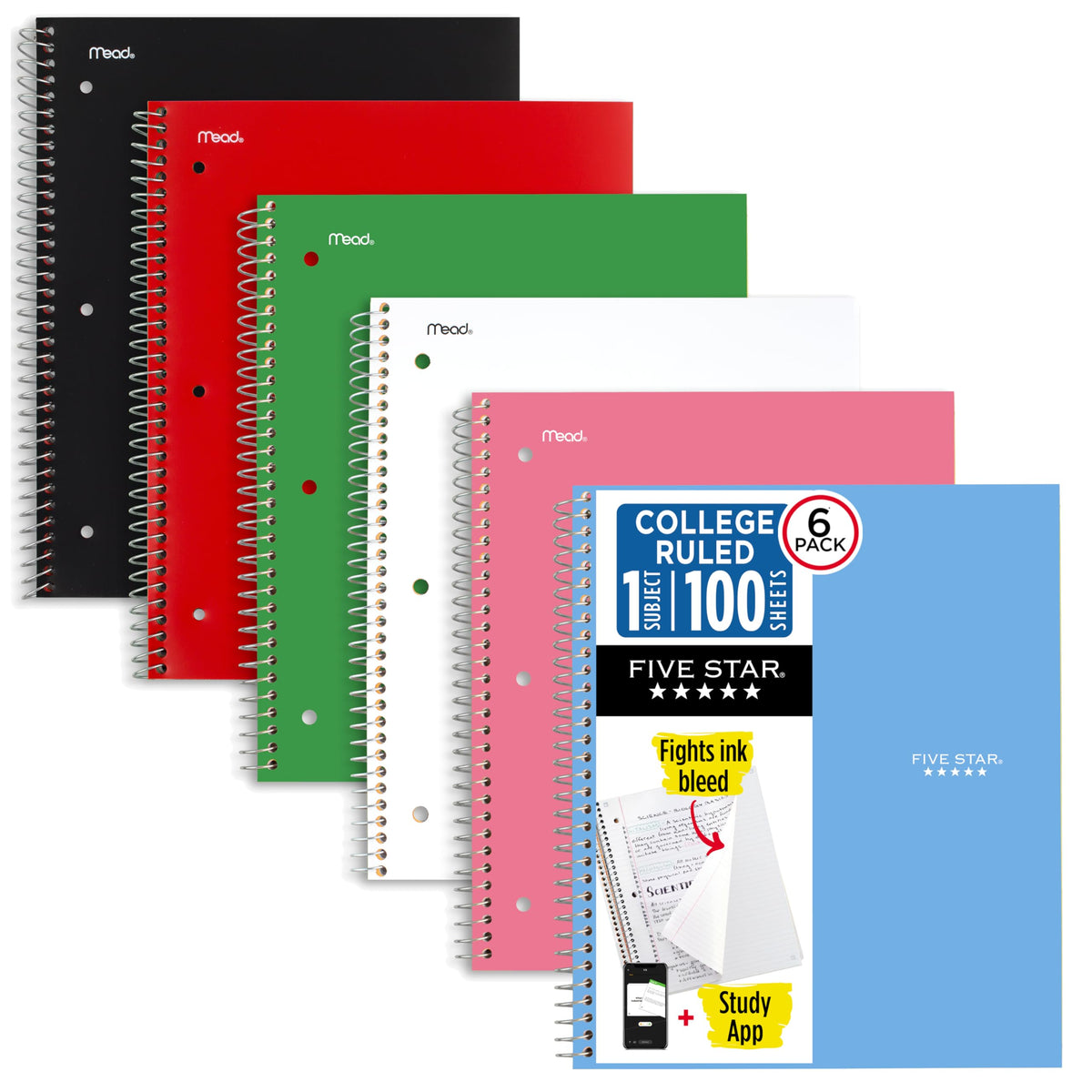 Five Star Blank Book 820097-ECM26, College Ruled Notebooks - 6 Pack