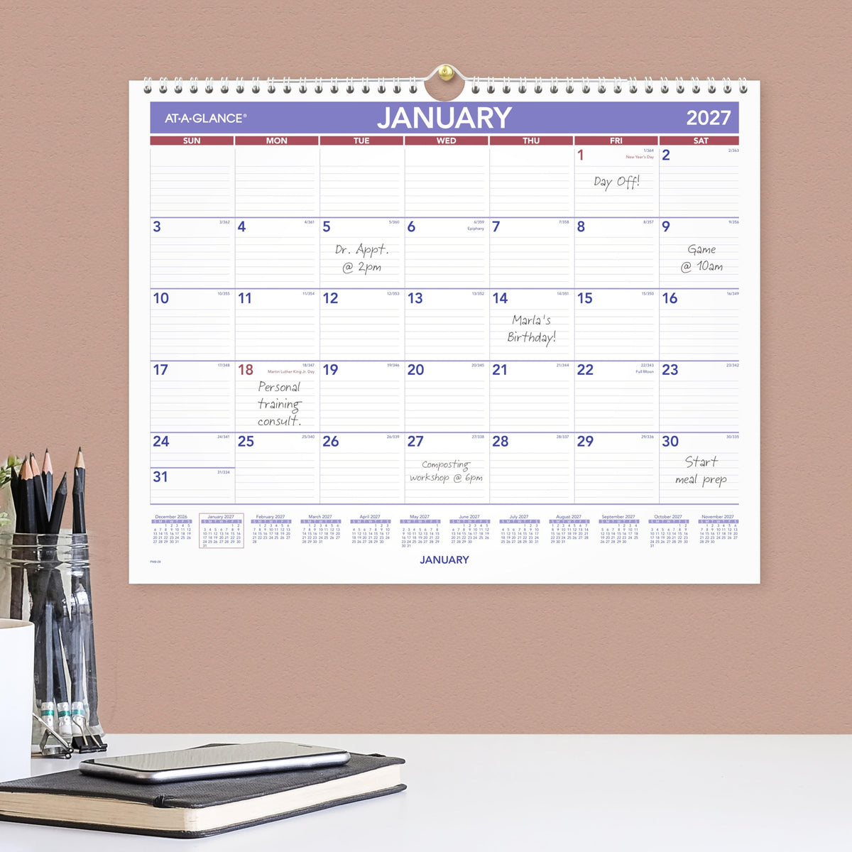 AT-A-GLANCE Calendar PM828, 15"W x 12"H – view 3