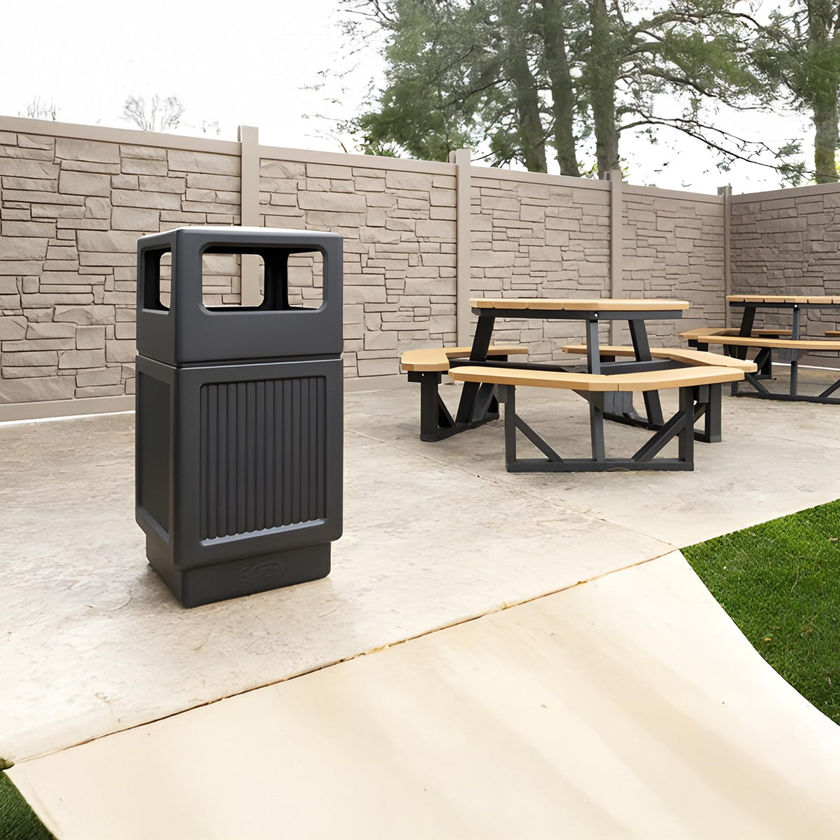 Safco Trash Can 9476BL, 38 Gallon Trash Can – view 7
