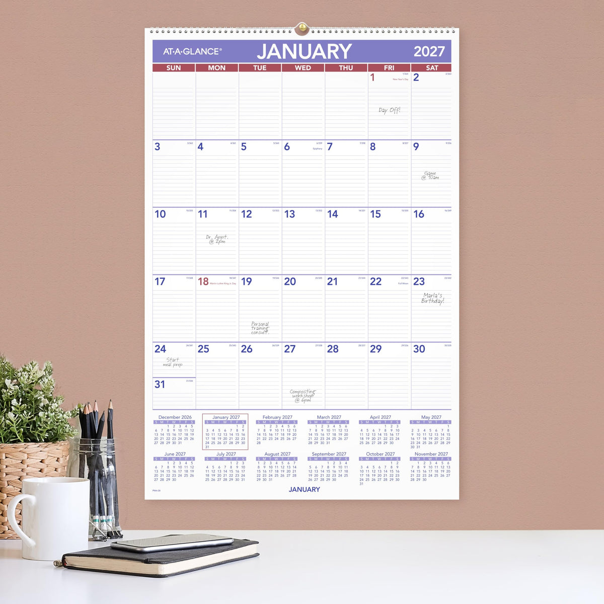 AT-A-GLANCE Calendar PM428, 20"W x 30"H – view 3