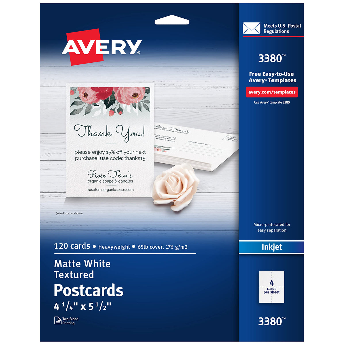 Avery Card Stock 3380, 4.25" x 5.5", 120 Count