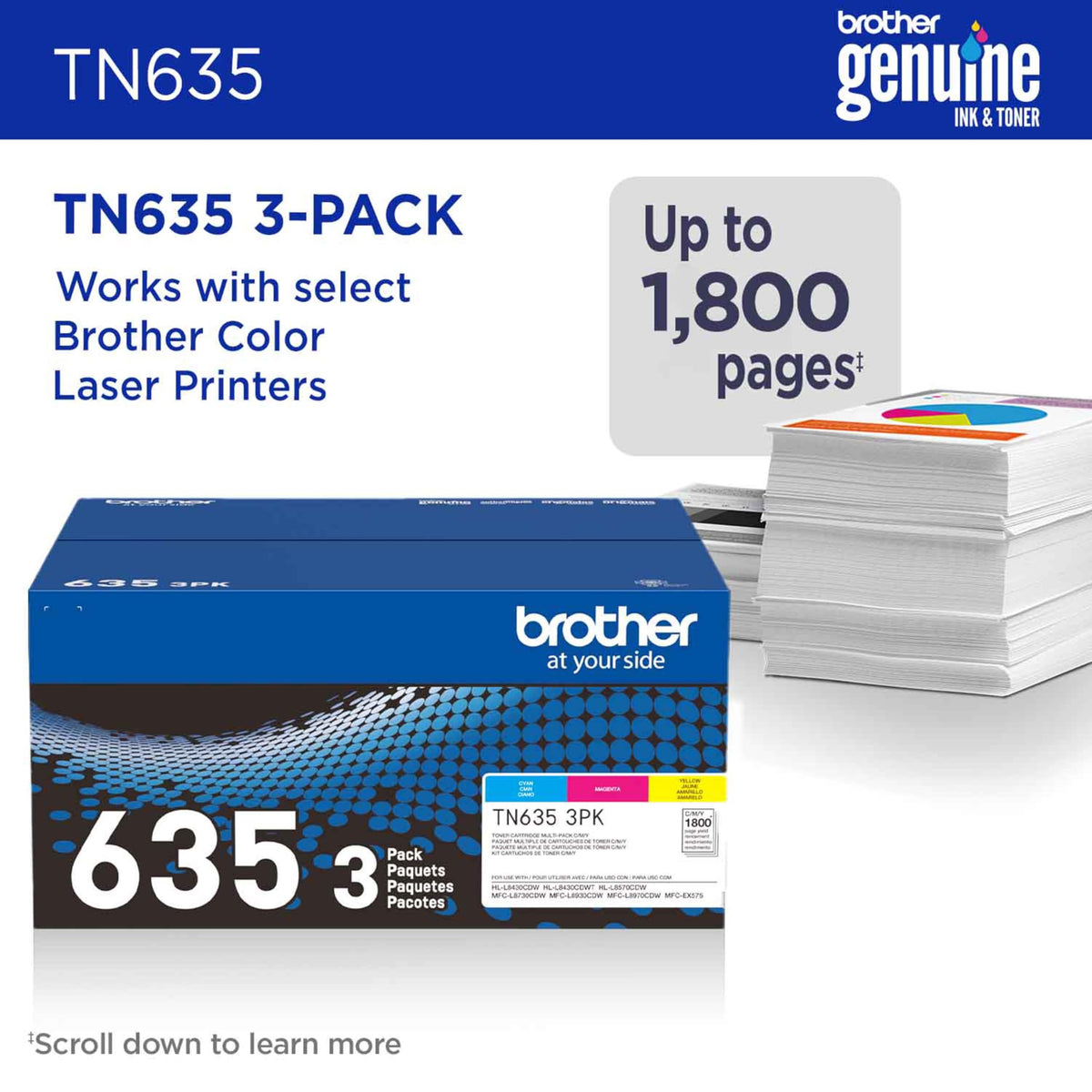 Brother Laser Printer Toner TN635 3PK, Standard Yield – view 2
